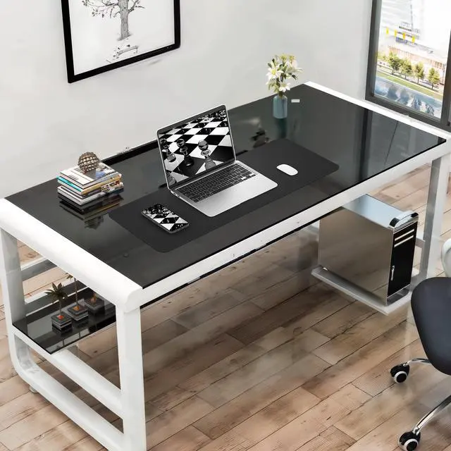 Alt view image 7 of 7 - Black Desk Mat 31.5" x 12", Leather Desk Pad