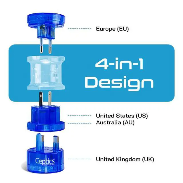 Alt view image 2 of 6 - Travel Adapter Plug Compact Worldwide International Kit - Works in Europe, Asia, China, England, Italy, New Zealand, Australia and More