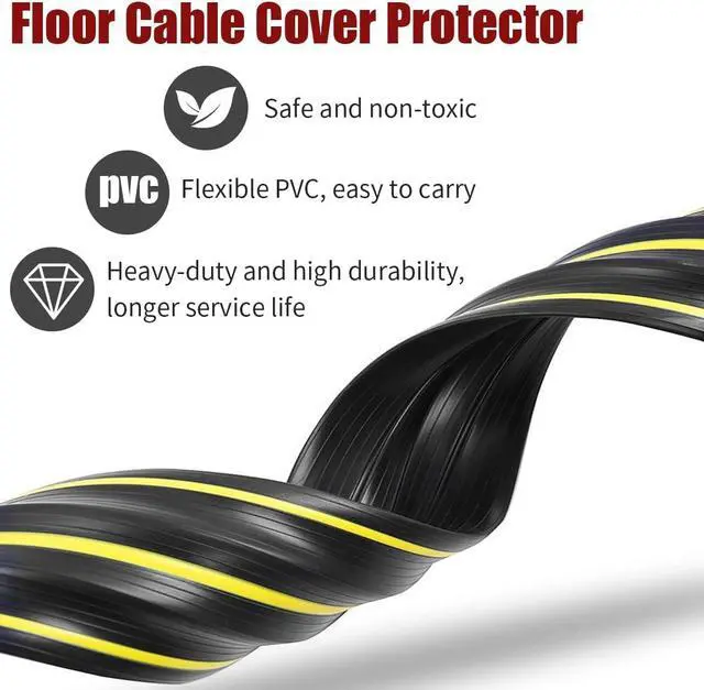 Alt view image 4 of 6 - Cord Cover Floor, 3ft Heavy Duty Cable Protector, Cord Cover for Wires on Floor, Extension Indoor Outdoor Cable Cover Rubber 3 Channel Cable Management Cord Hider Floor, Black