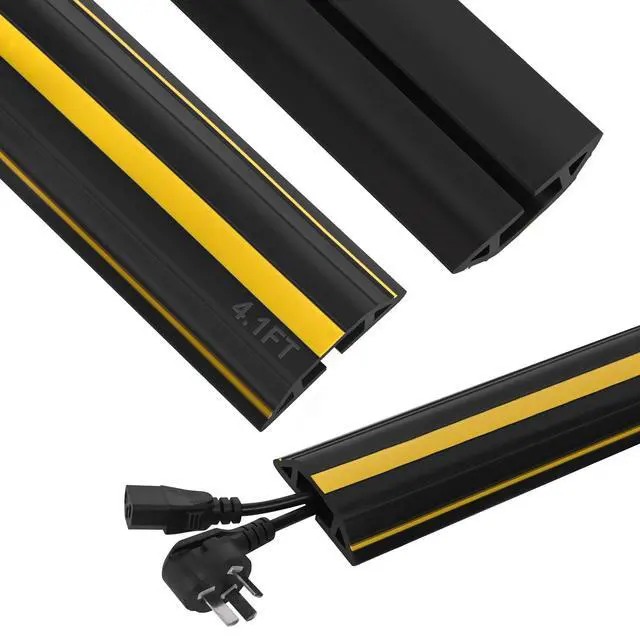 Main image of Floor Cord Cover 4.1Ft Heavy Duty PVC Floor Cable Protector Electric Cord Hider Cable Management Floor Strip Extension Cord Covers Cable Raceway for Wires on Floor Inner Channel 1.36" W x 0.43" H