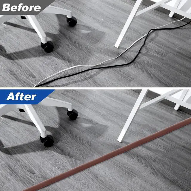 Alt view image 6 of 6 - 4FT Brown Floor Cord Cover, Soft PVC Cable Protector for Extension Cords