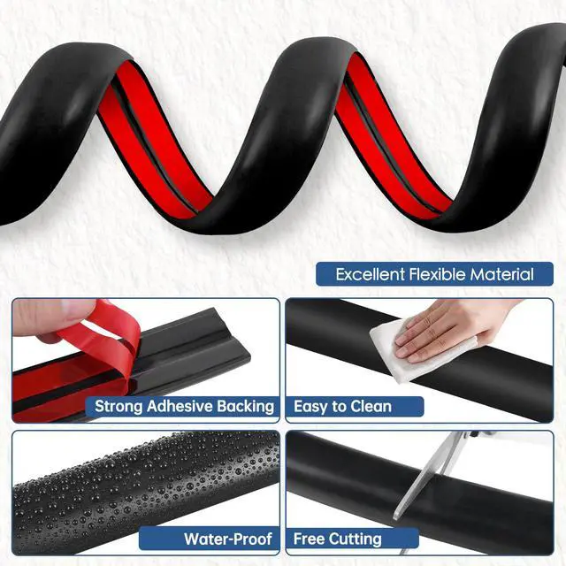 Alt view image 2 of 6 - Floor Cord Cover for Wires on Floor Self Adhesive Cord Hider Floor Cable Management Wire Covers for Cords Protector Prevent Cable Trips Cord Cavity W 0.32" x H 0.32", Black, 3.3Ft