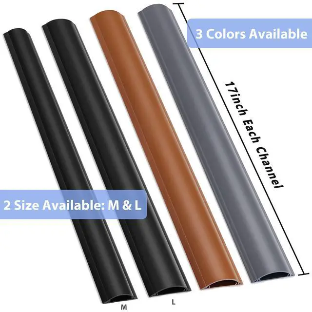Alt view image 6 of 6 - 34in Cord Covers for Wires on Floor, Large Capacity Wire Hider, Grey