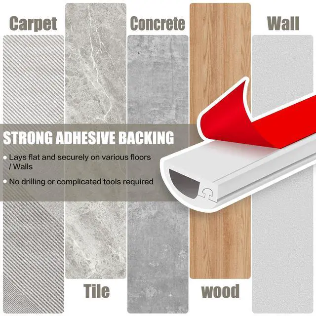 Alt view image 5 of 7 - Cord Wall Cover, 39in Self-Adhesive Wire Covers for Cords on Wall, Extension Cable Hider for Floor, Mounted Tv, Home and Office Cavity 0.63" Wx0.31 H (White)