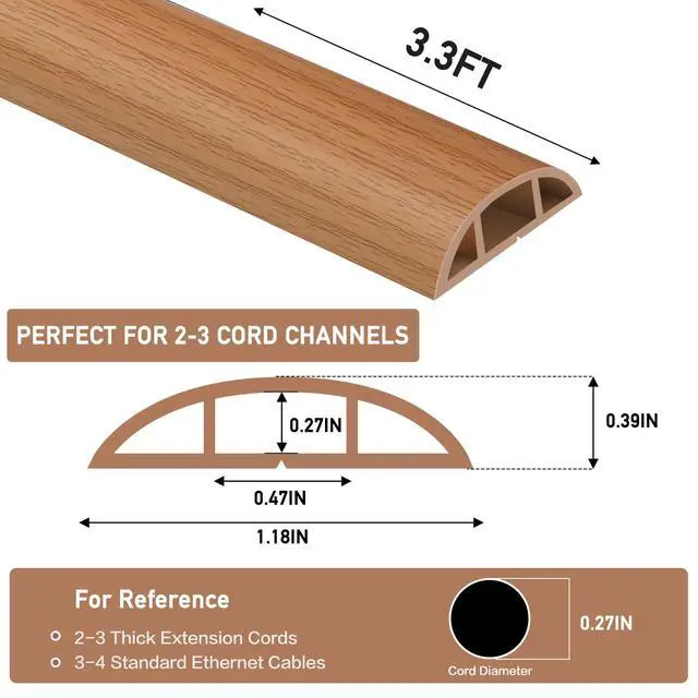 Alt view image 2 of 6 - Floor Cord Cover Self Adhesive Cord Hider Floor Cable Management
