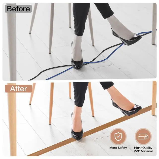 Alt view image 5 of 6 - Floor Cord Cover Self Adhesive Cord Hider Floor Cable Management