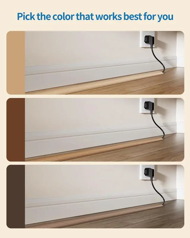 Alt view image 3 of 7 - 5ft Cord Cover, Wood Grain Cord Covers for Wires on Floor, Self-Adhesive Floor Cable Protector, Anti-Trip Extension Cable Hider, Easy Cut Wires Protector, Suitable for Home & Office,Walnut Wood