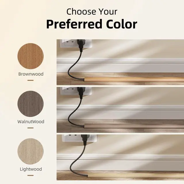 Alt view image 5 of 7 - Floor Cord Cover Self Adhesive Cord Hider, 5FT Cord Covers for Wires on Floor, Easy Cut Cord Protector Floor, Suitable for Home & Office, Brownwood