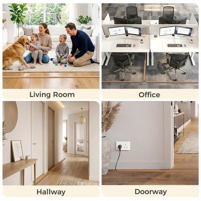 Alt view image 7 of 7 - Floor Cord Cover Self Adhesive Cord Hider, 5FT Cord Covers for Wires on Floor, Easy Cut Cord Protector Floor, Suitable for Home & Office, Brownwood