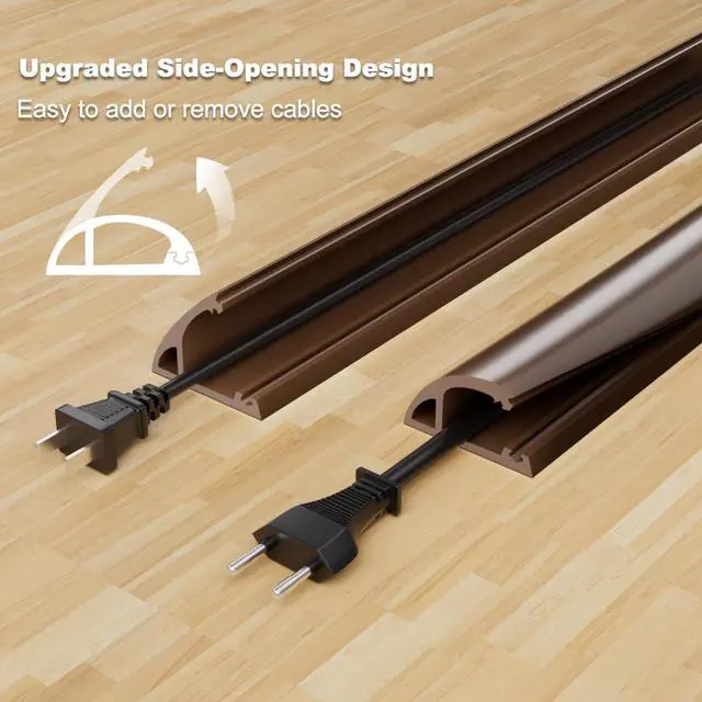 Alt view image 3 of 7 - 4FT Side-Open Extension Cord Covers for Wires on Floor,Silicone