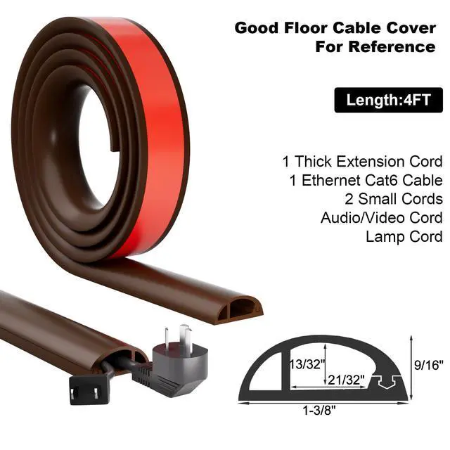 Alt view image 2 of 7 - 4FT Side-Open Extension Cord Covers for Wires on Floor,Silicone