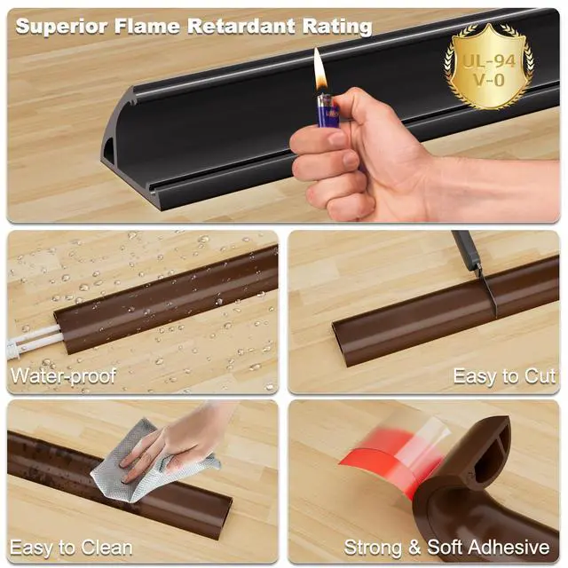 Alt view image 4 of 7 - 4FT Side-Open Extension Cord Covers for Wires on Floor,Silicone