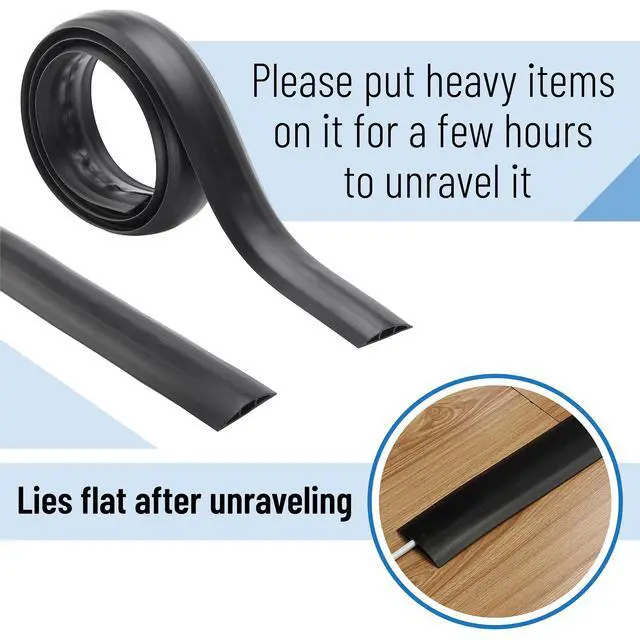 Alt view image 3 of 7 - Floor Cord Cover, 4ft, Cable Cavity 0.6" (W) x 0.31" (H), Heavy Duty Wire Protector, PVC Extension Cords Hider, Protect Cords, Prevent Cable Trips, Cord Hider for Office, Home, Outdoor