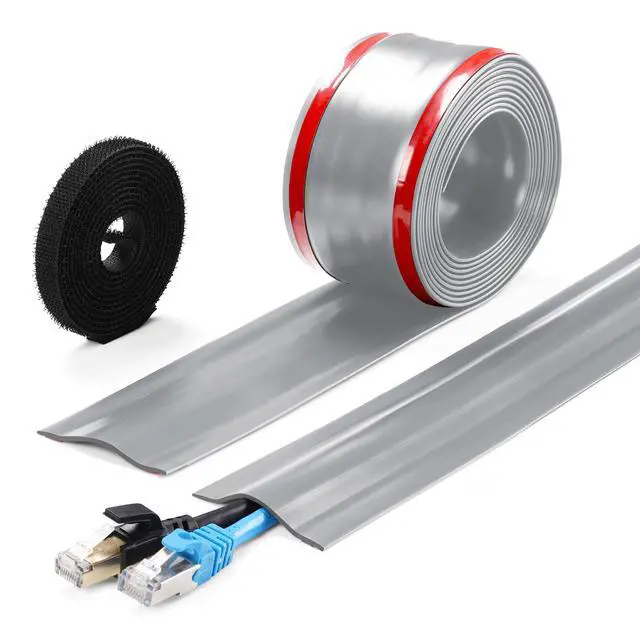 Main image of 8.2ft Cord Cover for Wires on Floors or Walls, 2.2in Wide, Grey