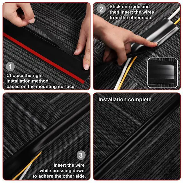 Alt view image 4 of 7 - 8.2ft Cord Cover for Wires on Floors or Walls, 2.2in Wide, Grey