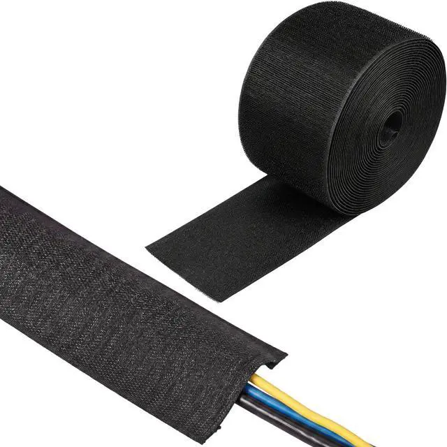 Alt view image 6 of 7 - Cord Cover for Carpet, 24.6 ft x 3 in Floor Cable Management Strip, Reusable Hook and Loop Cord Protector for Wires on Carpet, Cuttable Wire Hider for Office Desk Home, Black