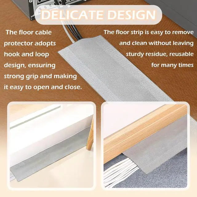 Alt view image 5 of 7 - Floor Cord Cover for Carpet Wire Protection Tape Cable Strip Cover for Keep Cables Organized and Trip Hazard Prevention-Protector Cable Management for Office Carpet (Gray, 10 ft)