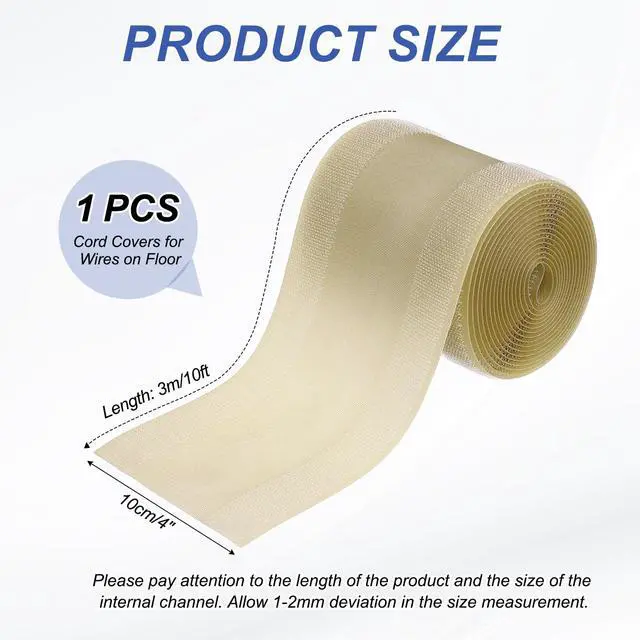 Alt view image 2 of 5 - Carpet Cord Cover, 10ft Floor Cover Cord Strip Wire Protector Cable Management for Office Home, Khaki