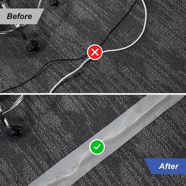 Alt view image 4 of 5 - Carpet Cord Cover, 10ft Floor Cover Cord Strip Wire Protector Cable Management for Office Home, Khaki
