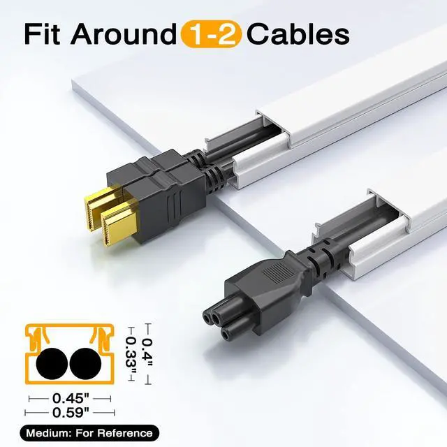 Alt view image 2 of 7 - 56.7in Cord Hider, Cord Covers for Mini Wire on Wall, Paintable Cable Hider Wire Covers for Cords, Self-Adhesive Cable Cover Management, Easy Set-up Wires Hiders for TV, W0.55 H0.4in, White