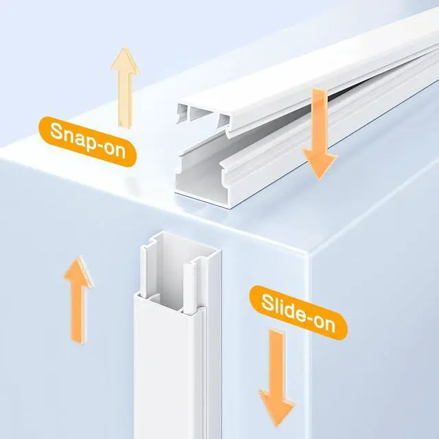 Alt view image 3 of 7 - 56.7in Cord Hider, Cord Covers for Mini Wire on Wall, Paintable Cable Hider Wire Covers for Cords, Self-Adhesive Cable Cover Management, Easy Set-up Wires Hiders for TV, W0.55 H0.4in, White