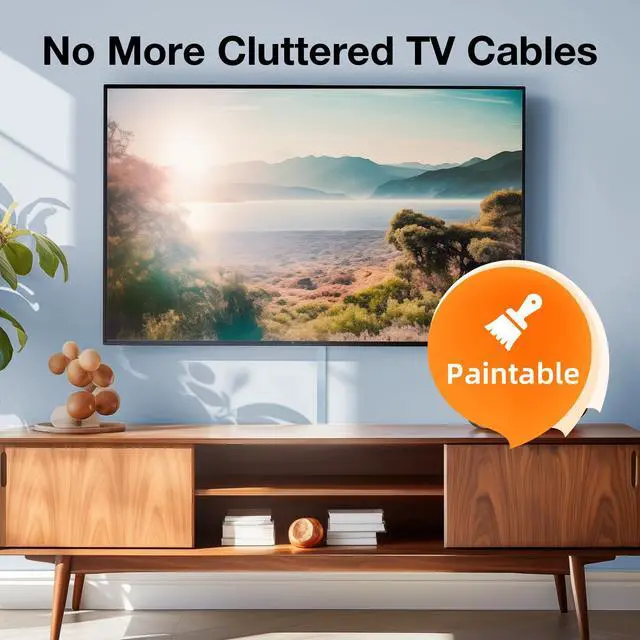 Alt view image 7 of 7 - 56.7in Cord Hider, Wire Covers for 3-4 Cords on Wall, Premium Cable Hider Cord Covers for Wires, Paintable Cable Management Wire Hiders for TV, Cable Cover Raceway Kit, W1.18x H0.6in, White