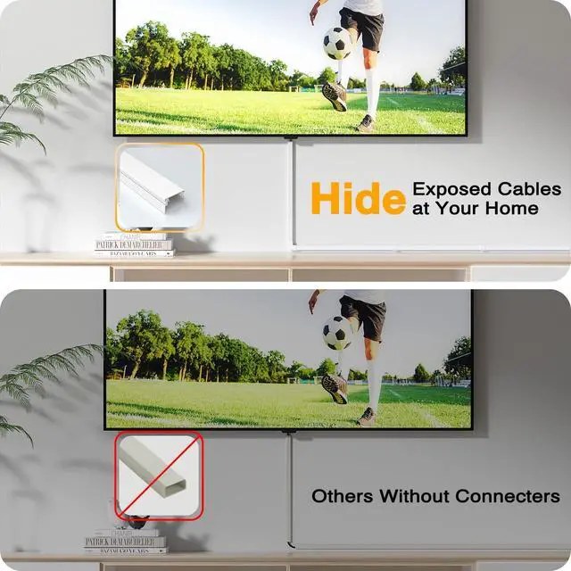 Alt view image 5 of 7 - 157in Cord Covers for Wires on Wall, Cord Hider for 1 Cord, Paintable Cable Hider, Cable Management Wire Covers for Cords, W0.55 H0.4in, White