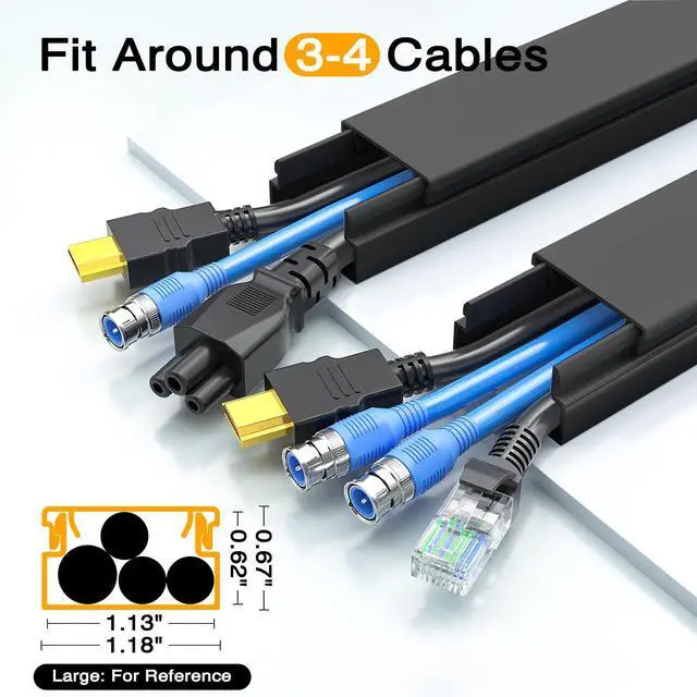 Alt view image 3 of 7 - 157in Cord Hider, Cord Cover Wall Cable Management, Paintable Wire Cover for Cords, Cable Hider Raceway Kit, Cable Cover Concealer, Wire Hiders for TV on Wall, 10 X L15.7 W1.18 H0.6in, Black