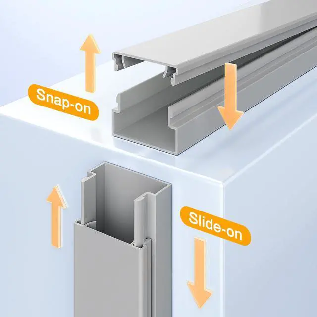 Alt view image 3 of 7 - Grey Cord Hider, 157in Cord Covers for 2-3 Wires on Wall, TV Cable Hider Wall, Wire Covers for Cords on Wall, Cable Raceway Cover Wire Hider Management, TV Cord Hider Wall, W0.95 H0.55in, Grey