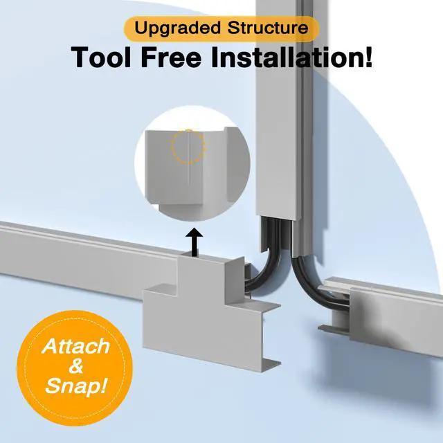 Alt view image 2 of 7 - Grey Cord Hider, 157in Cord Covers for 2-3 Wires on Wall, TV Cable Hider Wall, Wire Covers for Cords on Wall, Cable Raceway Cover Wire Hider Management, TV Cord Hider Wall, W0.95 H0.55in, Grey