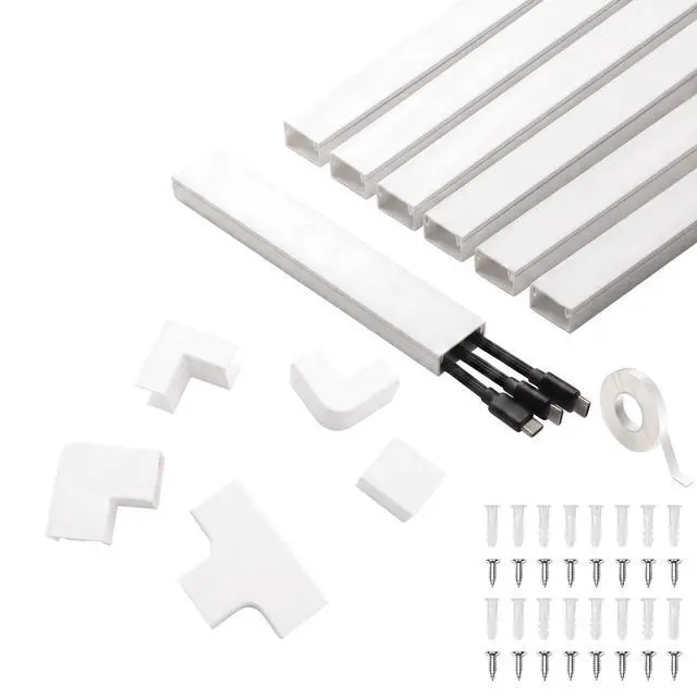 Main image of Premium Cable Raceway Kit, 157in Cord Hider (10 Packs x 15.7in), PVC Wire Covers for Wall, Paintable Over Wall Cord Concealer for TV & Home Cable Management 0.95 x 0.55in