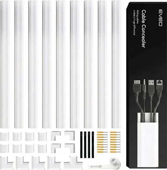 Main image of Cord Covers for Wires on Wall - 150in Cable Management Cable Hider - Cord Hiders for TV On Wall - Paintable Cable Concealer - Wire Covers for Cords - 10X (L16 x W1.1 x H0.55) - Large | White