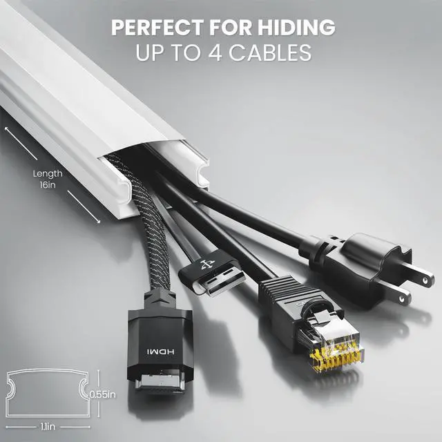 Alt view image 3 of 7 - Cord Covers for Wires on Wall - 150in Cable Management Cable Hider - Cord Hiders for TV On Wall - Paintable Cable Concealer - Wire Covers for Cords - 10X (L16 x W1.1 x H0.55) - Large | White