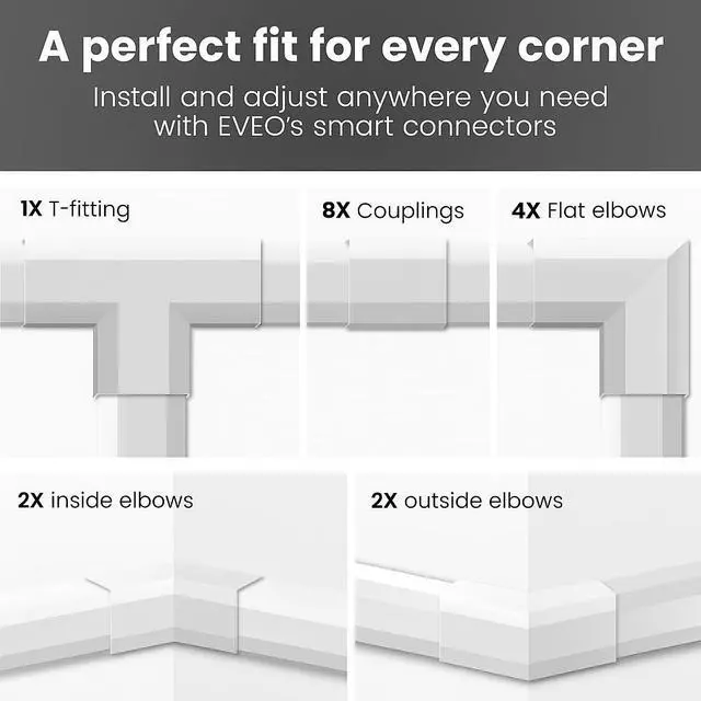Alt view image 5 of 7 - Cord Covers for Wires on Wall - 150in Cable Management Cable Hider - Cord Hiders for TV On Wall - Paintable Cable Concealer - Wire Covers for Cords - 10X (L16 x W1.1 x H0.55) - Large | White