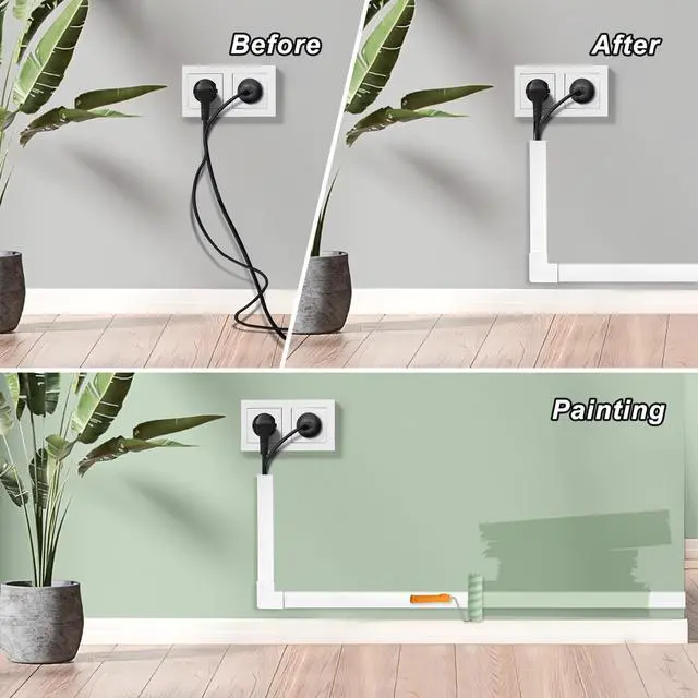 Alt view image 6 of 6 - Wall Cable Hider to 3-4 Wires, 172in Cord Hider for Wall Mount TV, White Cord Covers for Wires on Wall, Wall Cord Cover Wire Covers for Cords, Large Cable Management Kit 11xL15.7in W1.18inH0.6in