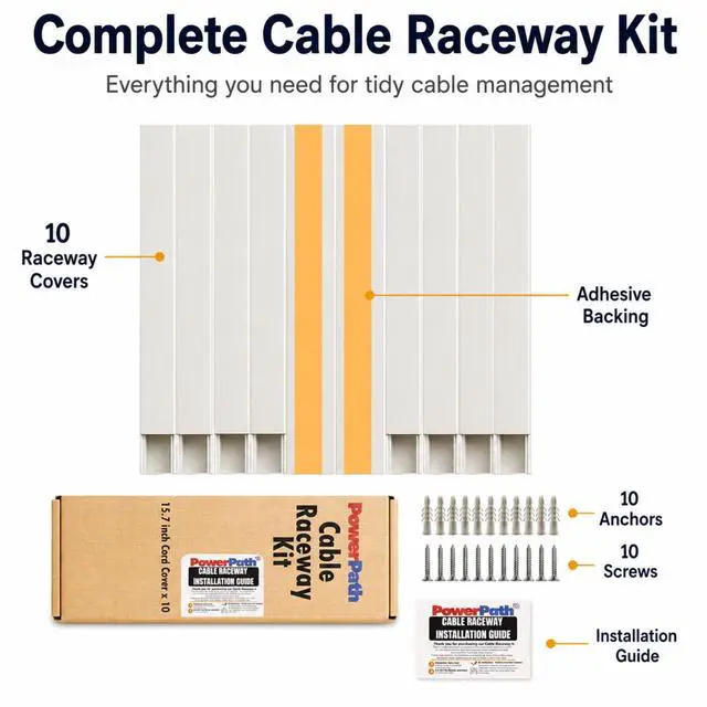 Alt view image 6 of 7 - Cable Management kit | TV Cable Hider Wall Kit | 157" Total Length | Large Cord Cover | Home Office Essentials | Paintable Wall Cable Management System for Mounted TV, Home Office |