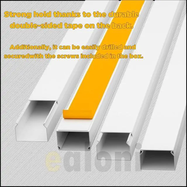 Alt view image 5 of 7 - 157" Cord Hider Kit | 10 Pcs 15.7in Paintable Cable Raceway with Connectors | T & L Corners | Inside & Outside Elbows | Screws and Anchors | Wall Cable Concealer for TV