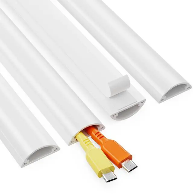 Main image of TV Cord Hider Wall, 56.7in Cord Covers for 1-2 Wires on Wall, Self-Adhesive Cable Hider Wire Covers for Cords on Wall, Paintable TV Wire Hider, Curved Decorative Cable Raceway, W1.18 H0.43in, White