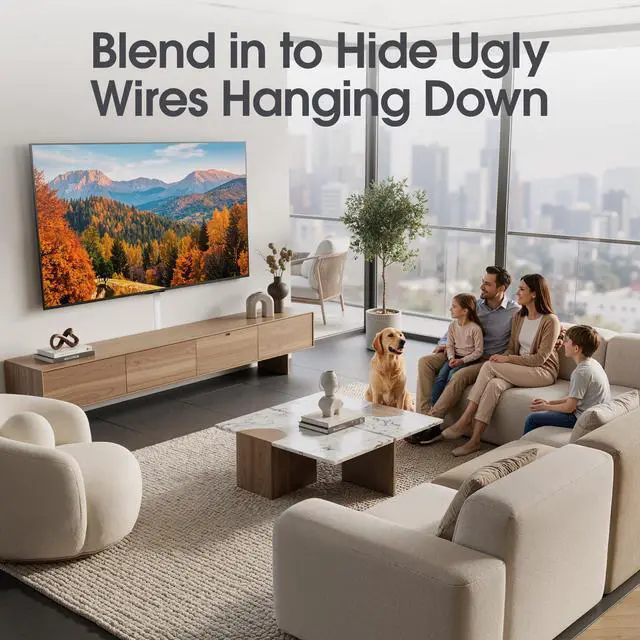 Alt view image 4 of 7 - TV Cord Hider Wall, 56.7in Cord Covers for 1-2 Wires on Wall, Self-Adhesive Cable Hider Wire Covers for Cords on Wall, Paintable TV Wire Hider, Curved Decorative Cable Raceway, W1.18 H0.43in, White