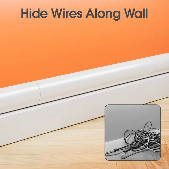 Alt view image 7 of 7 - TV Cord Hider Wall, 56.7in Cord Covers for 1-2 Wires on Wall, Self-Adhesive Cable Hider Wire Covers for Cords on Wall, Paintable TV Wire Hider, Curved Decorative Cable Raceway, W1.18 H0.43in, White