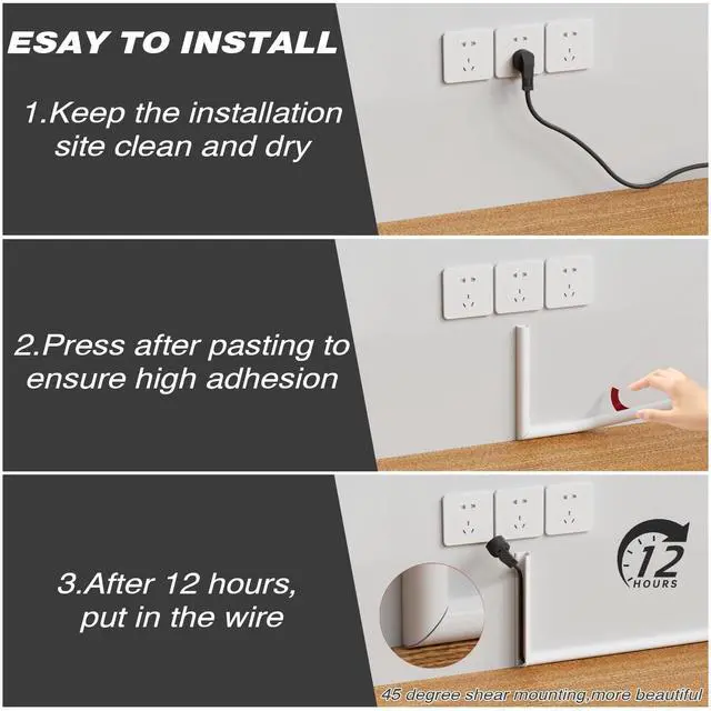 Alt view image 7 of 7 - 39TV Cord Hider for Wall Mounted TV, Selfadhesive Wall Cable Hider for 1 Cord, Flexible Silicone White Cord Covers Wire Hiders for Cords on Wall,Babyproof Cable Concealer Raceway Management