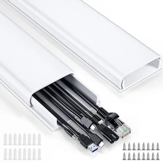 Main image of Cord Hider, 62.8in Cord Covers for 6-8 Wires on Wall, Cable Hider Cable Management, Wire Hiders for TV on Wall, Wire Covers for Cords, Cable Cover Wall, 4X L15.7 W2.36 H0.75in, White