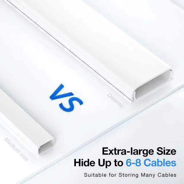 Alt view image 3 of 7 - Cord Hider, 62.8in Cord Covers for 6-8 Wires on Wall, Cable Hider Cable Management, Wire Hiders for TV on Wall, Wire Covers for Cords, Cable Cover Wall, 4X L15.7 W2.36 H0.75in, White