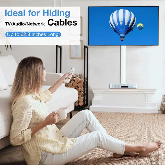 Alt view image 4 of 7 - Cord Hider, 62.8in Cord Covers for 6-8 Wires on Wall, Cable Hider Cable Management, Wire Hiders for TV on Wall, Wire Covers for Cords, Cable Cover Wall, 4X L15.7 W2.36 H0.75in, White