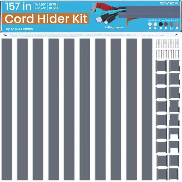 Alt view image 2 of 7 - Grey Cable Cover Cord Hider - 157in Wire Hider on Wall Mounted, Grey Cord Cover Kit for Wall Mounted TV, Hide Wires Along Wall, Decorative Cable Raceway, Electrical Cable Concealer, Gray Cable Channel