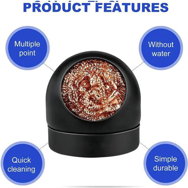 Alt view image 4 of 7 - Soldering Iron Tip Cleaner Non-slip Solder Tip Cleaning Wire Ball & Base Holder Soft Coiled Brass Tip Cleaner Kit