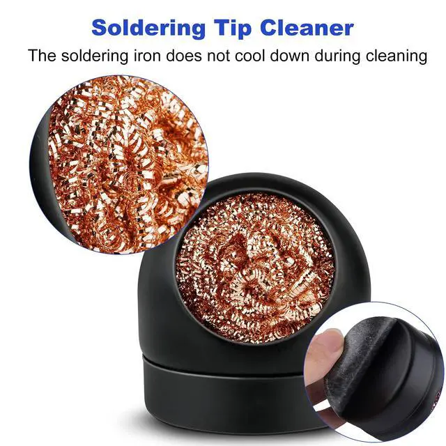 Alt view image 6 of 7 - Soldering Iron Tip Cleaner Non-slip Solder Tip Cleaning Wire Ball & Base Holder Soft Coiled Brass Tip Cleaner Kit