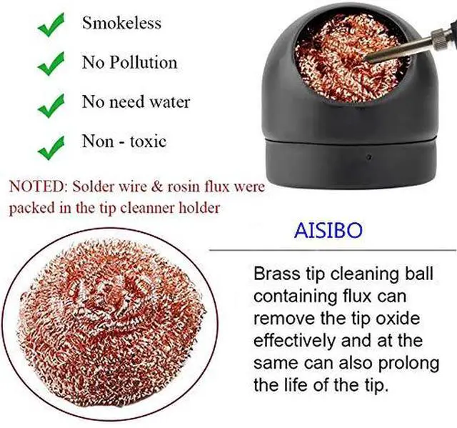 Alt view image 7 of 7 - Soldering Tip Cleaner Solder Tip Cleaning Brass Wire Holder Soft Coiled Brass Tip Cleaner Kit, No Water Needed (Black)