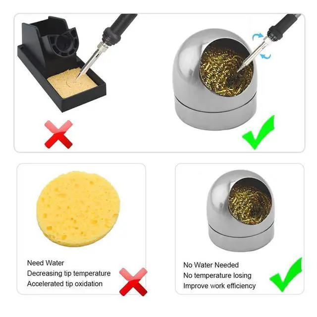 Alt view image 5 of 7 - Soldering Tip Cleaner Solder Tip Cleaning Brass Wire Holder Soft Coiled Brass Tip Cleaner Kit, No Water Needed (Black)
