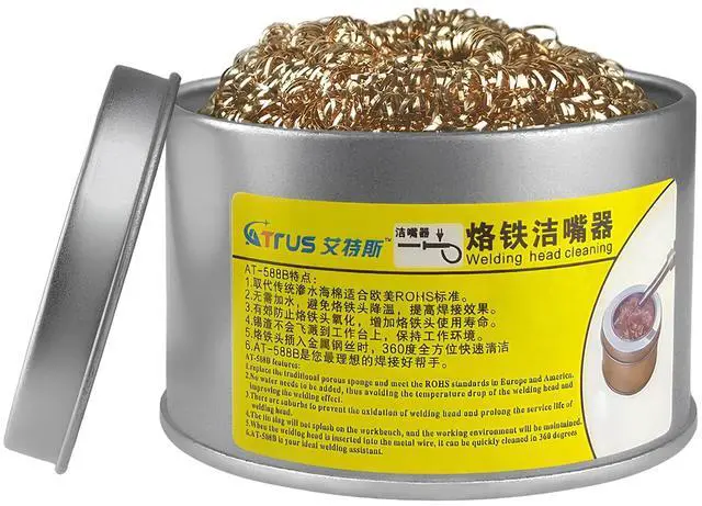 Main image of Soldering Iron Tip Cleaner Solder Tip Cleaning Wire Soft Coiled Coppered Wire Stainless Steel Tip Cleaner Kit